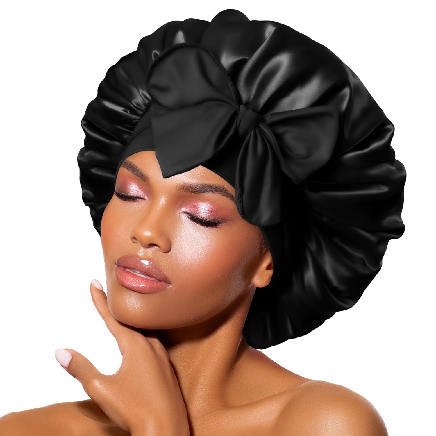 Elastic ribbon satin round hat