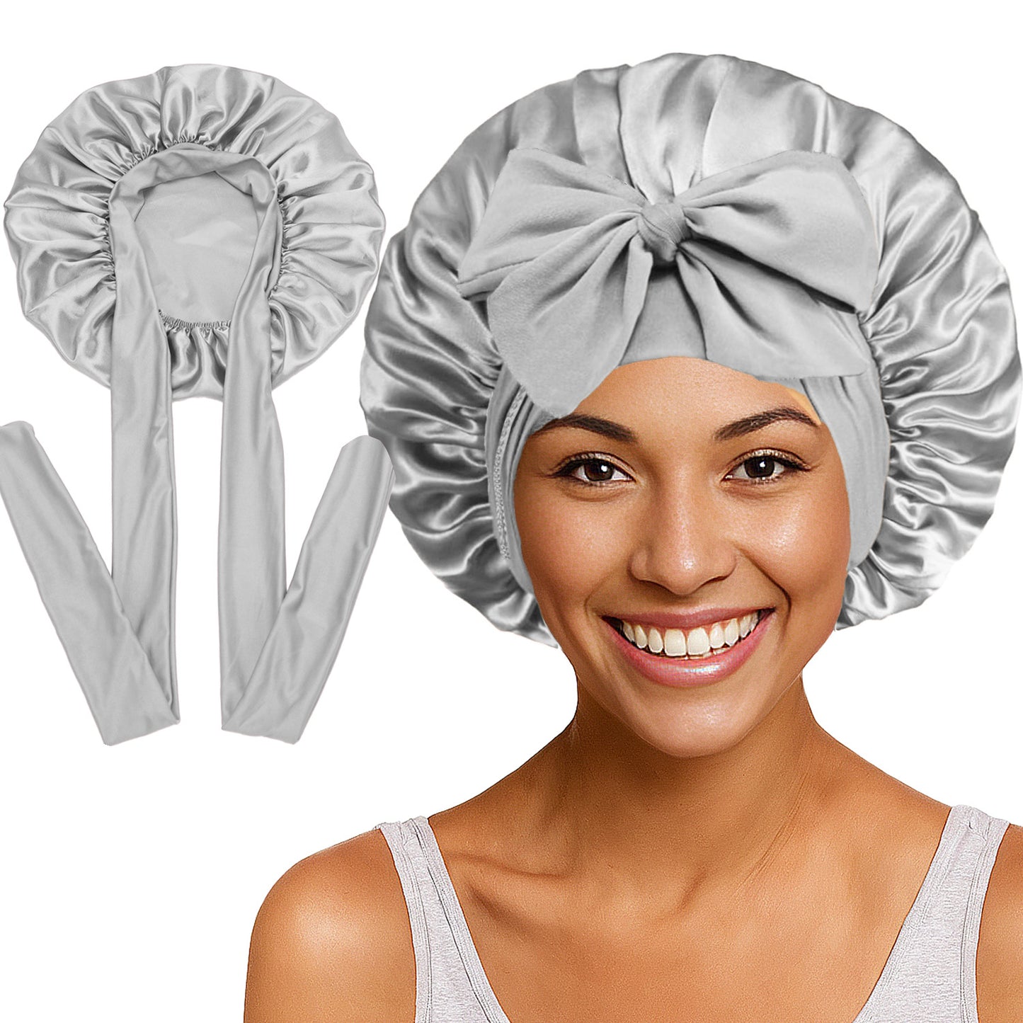 Elastic ribbon satin round hat