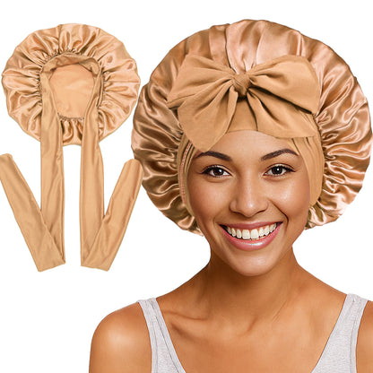 Elastic ribbon satin round hat