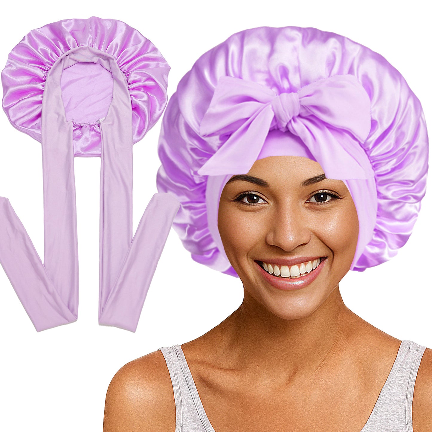 Elastic ribbon satin round hat