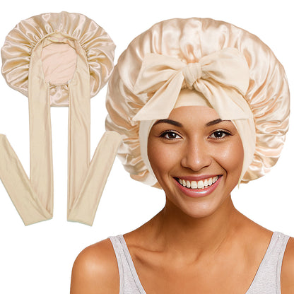 Elastic ribbon satin round hat
