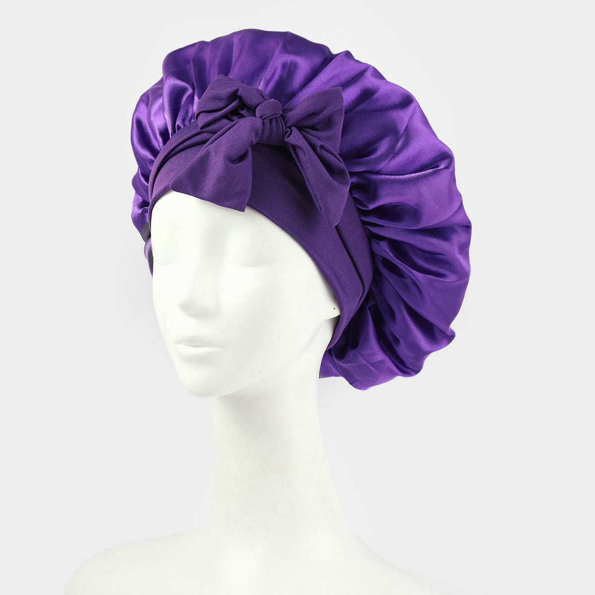 Elastic ribbon satin sleep cap