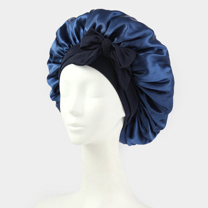 Elastic ribbon satin sleep cap