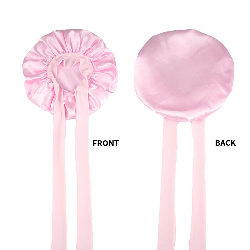 Elastic ribbon satin sleep cap