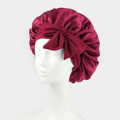 Elastic ribbon satin sleep cap