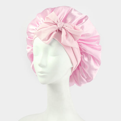 Elastic ribbon satin sleep cap