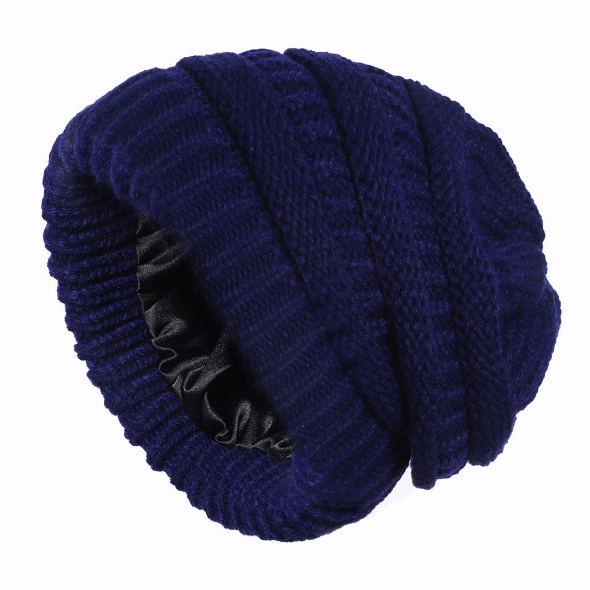 Elastic Satin Lined Knitted Winter Hat