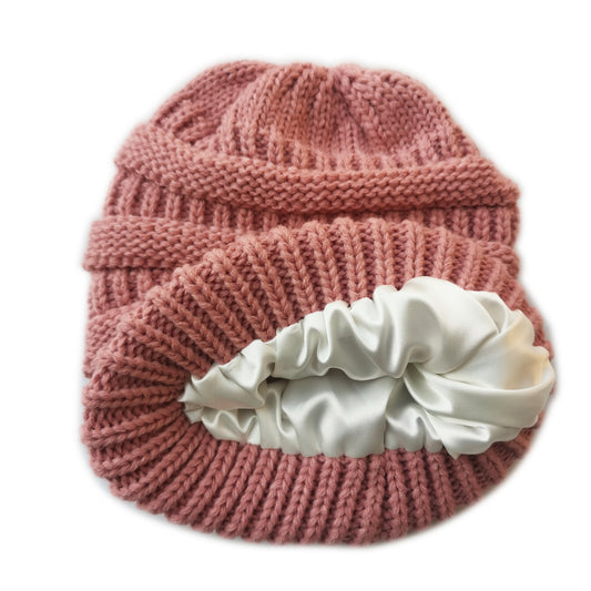 Elastic Satin Lined Knitted Winter Hat