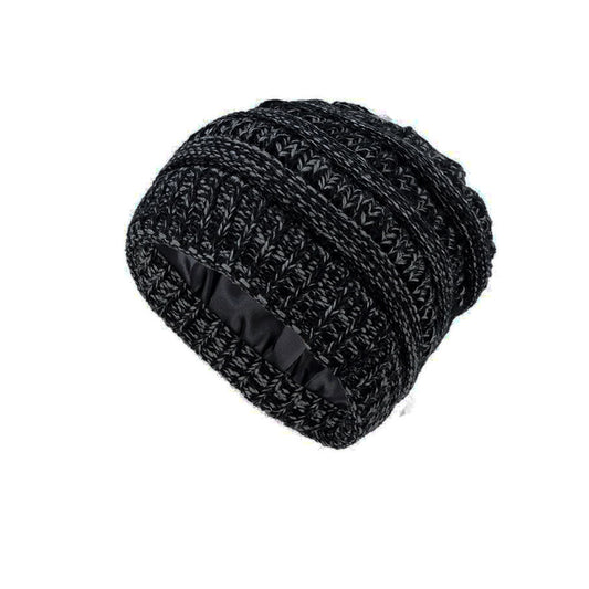 Elastic Satin Lined Knitted Winter Hat