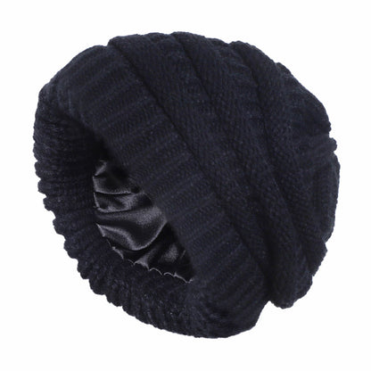 Elastic Satin Lined Knitted Winter Hat