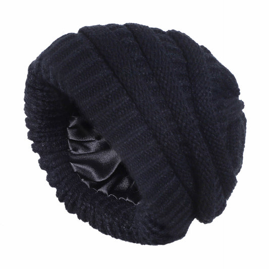 Elastic Satin Lined Knitted Winter Hat