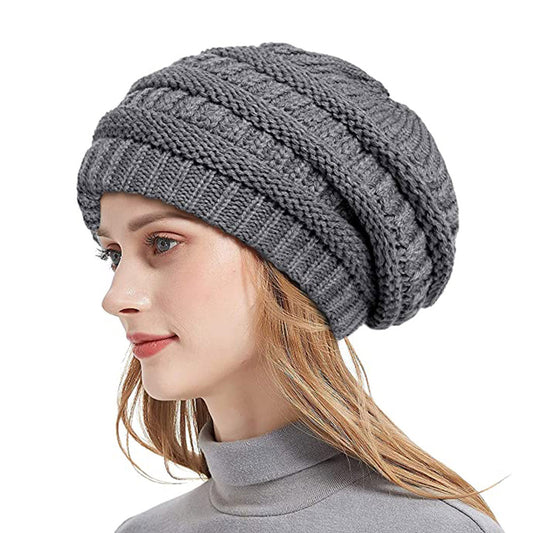 Elastic Satin Lined Knitted Winter Hat