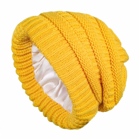 Elastic Satin Lined Knitted Winter Hat
