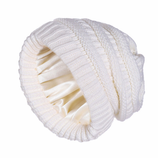 Elastic Satin Lined Knitted Winter Hat