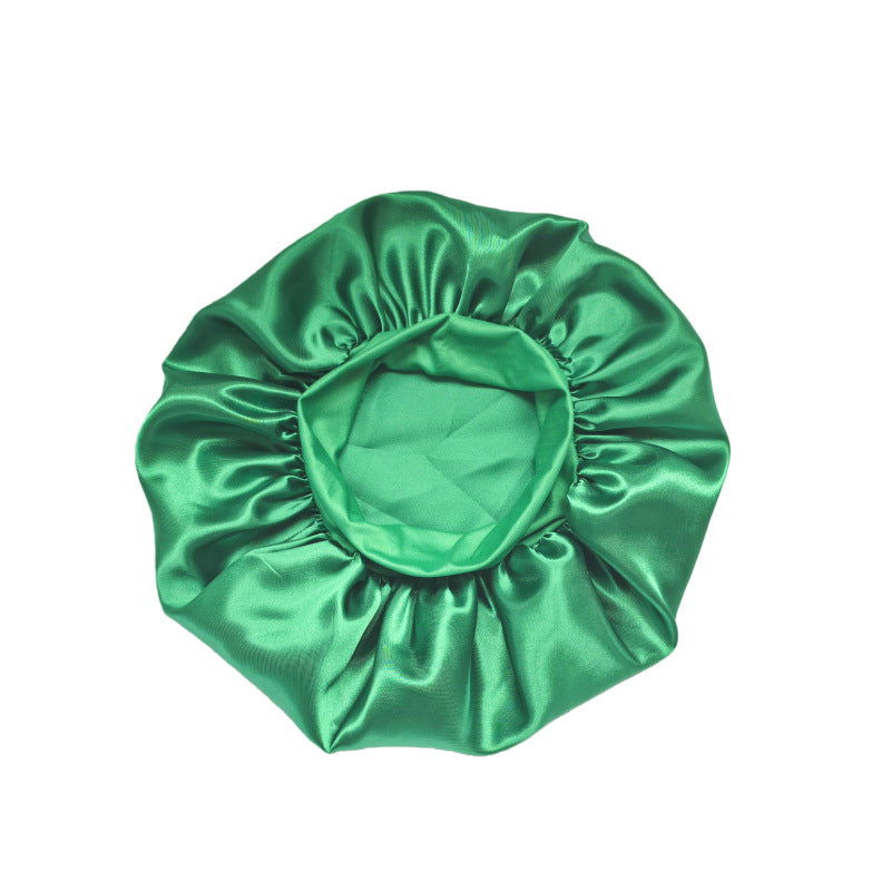 Elastic Satin Sleep Cap with Wide Brim