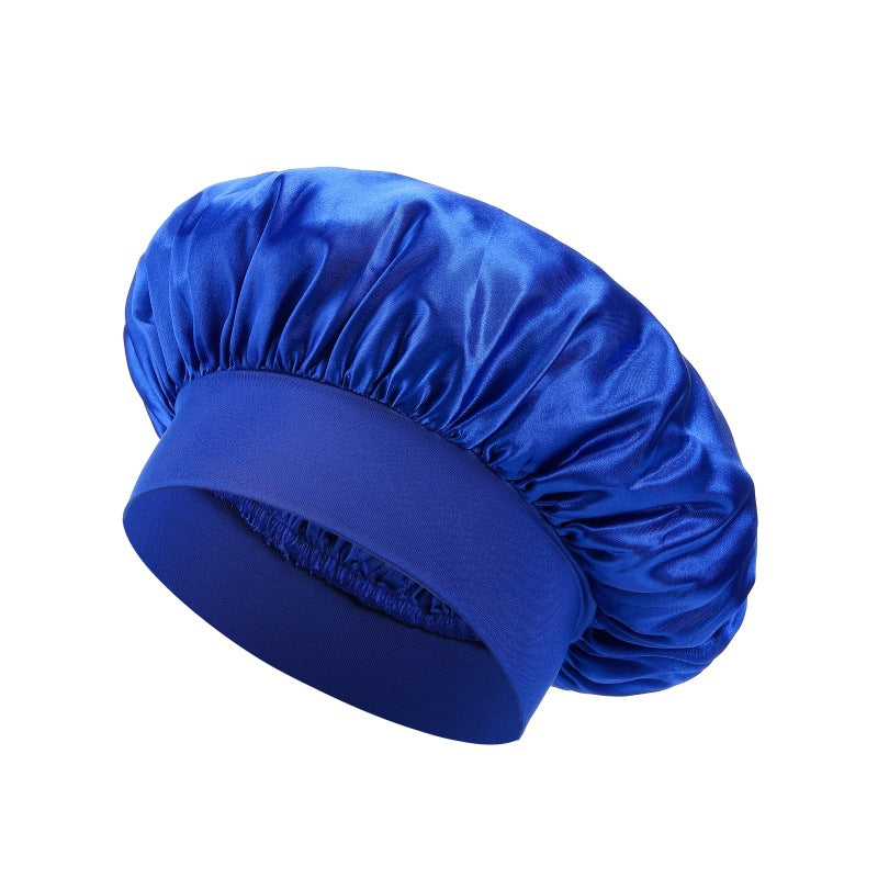 Elastic Satin Sleep Cap with Wide Brim