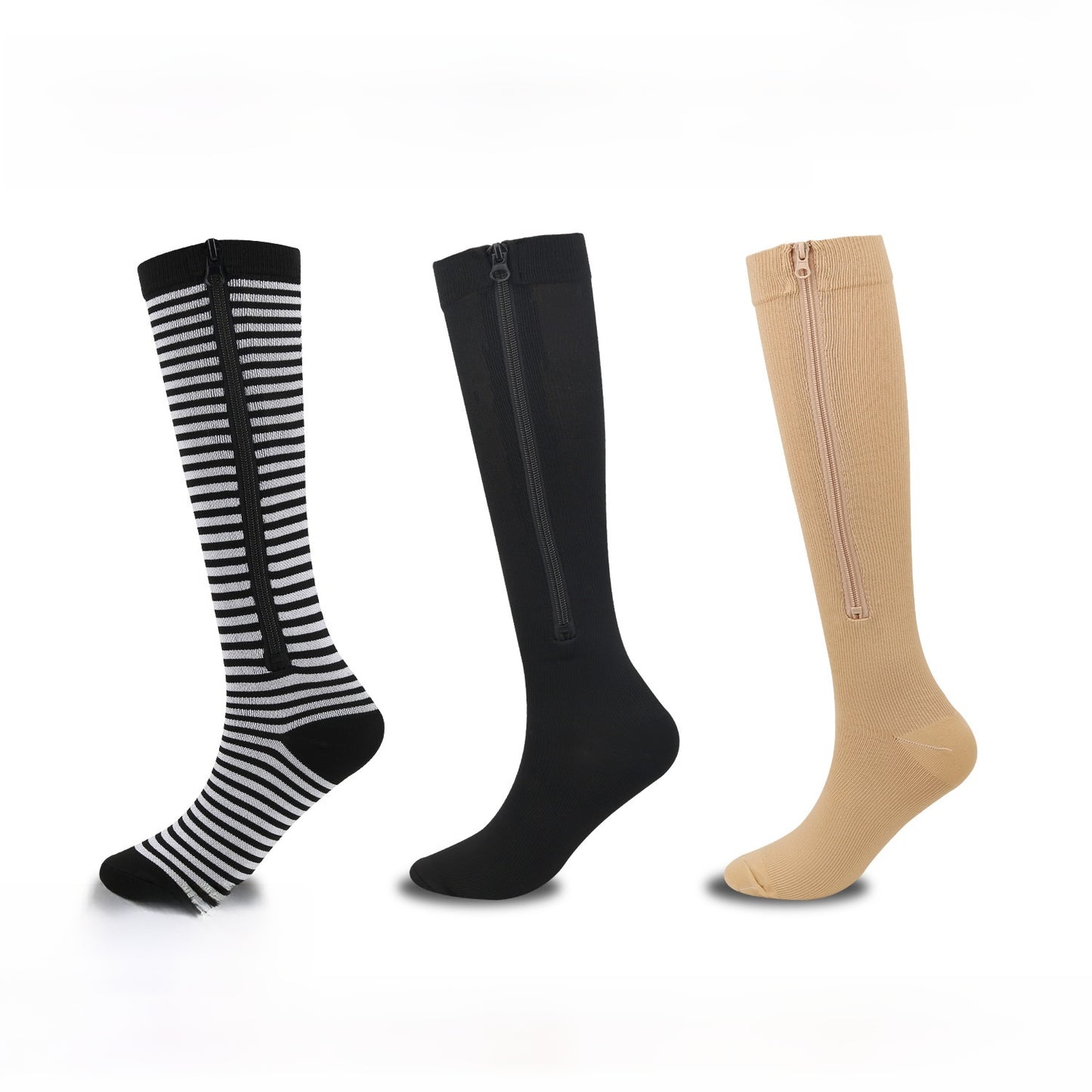 Elastic Support Compression Socks with Toe Zipper