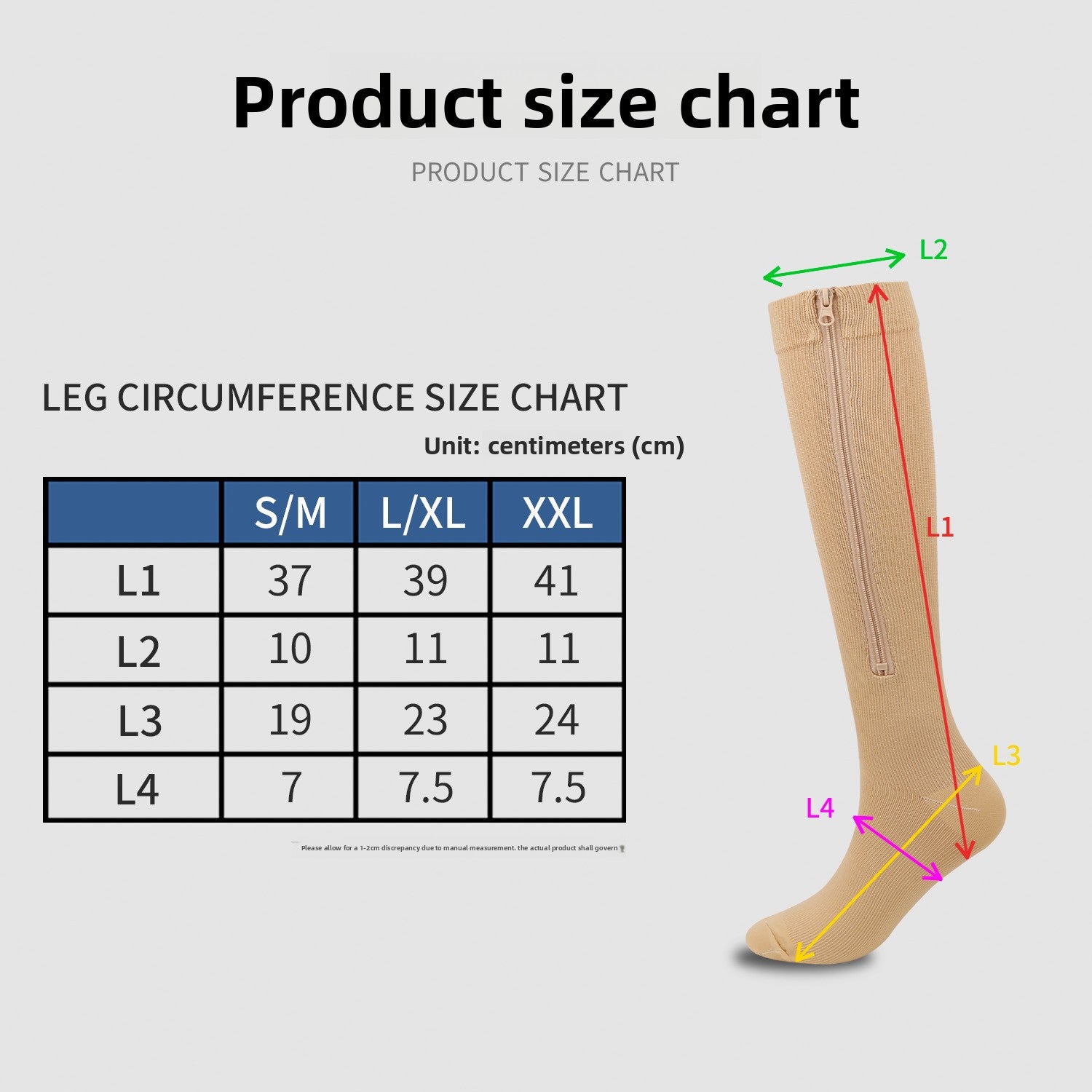 Elastic Support Compression Socks with Toe Zipper