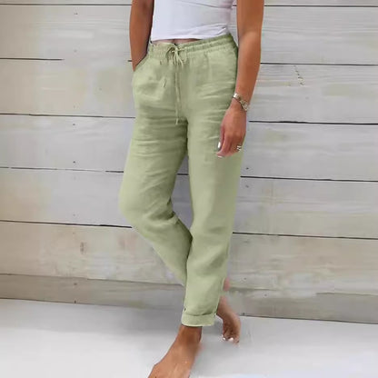 Elastic Waist Cotton Linen Wide Leg Pants