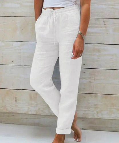 Elastic Waist Cotton Linen Wide Leg Pants