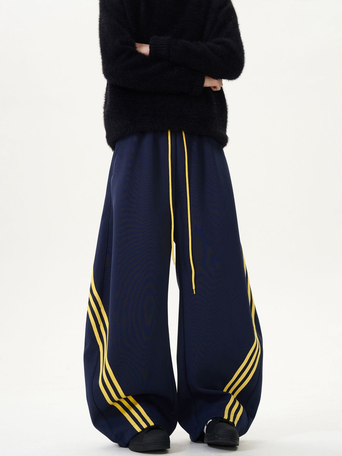 Elastic Waist Striped Wide Leg Sweatpants
