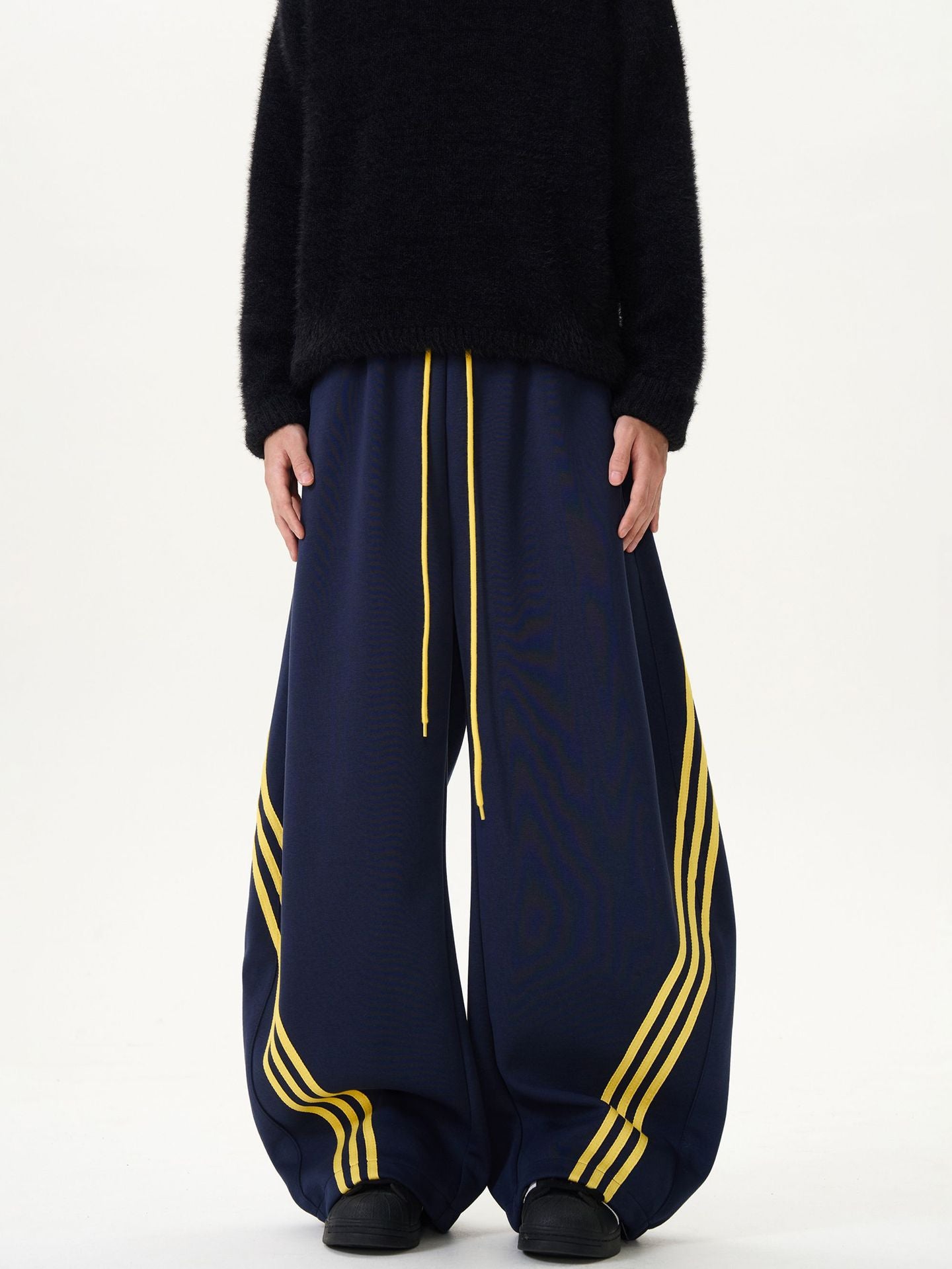 Elastic Waist Striped Wide Leg Sweatpants
