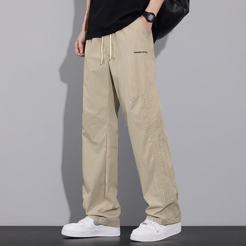 Elastic Waist Wide-Leg Casual Pants for Men