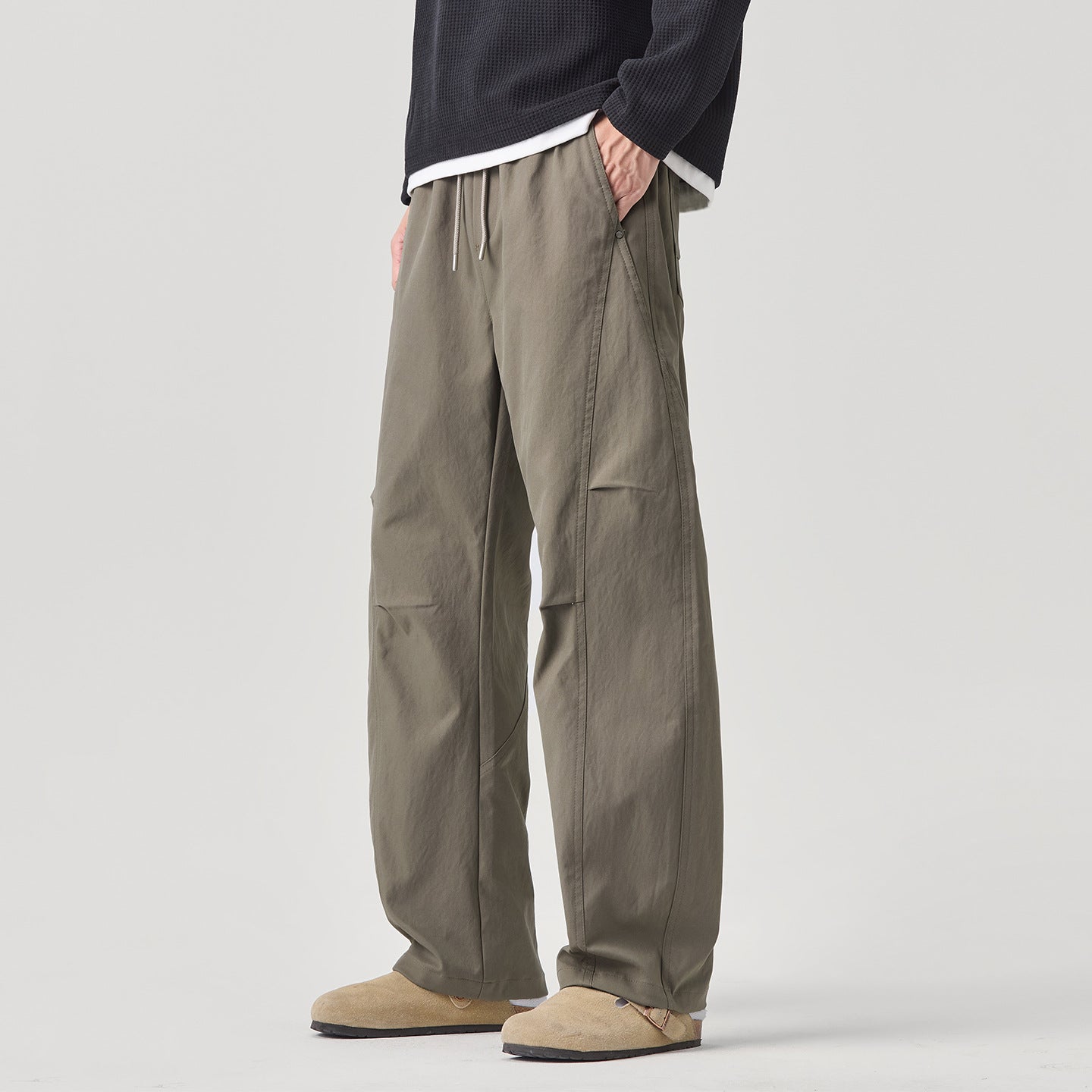 Elastic Waist Wide-Leg Casual Pants for Men