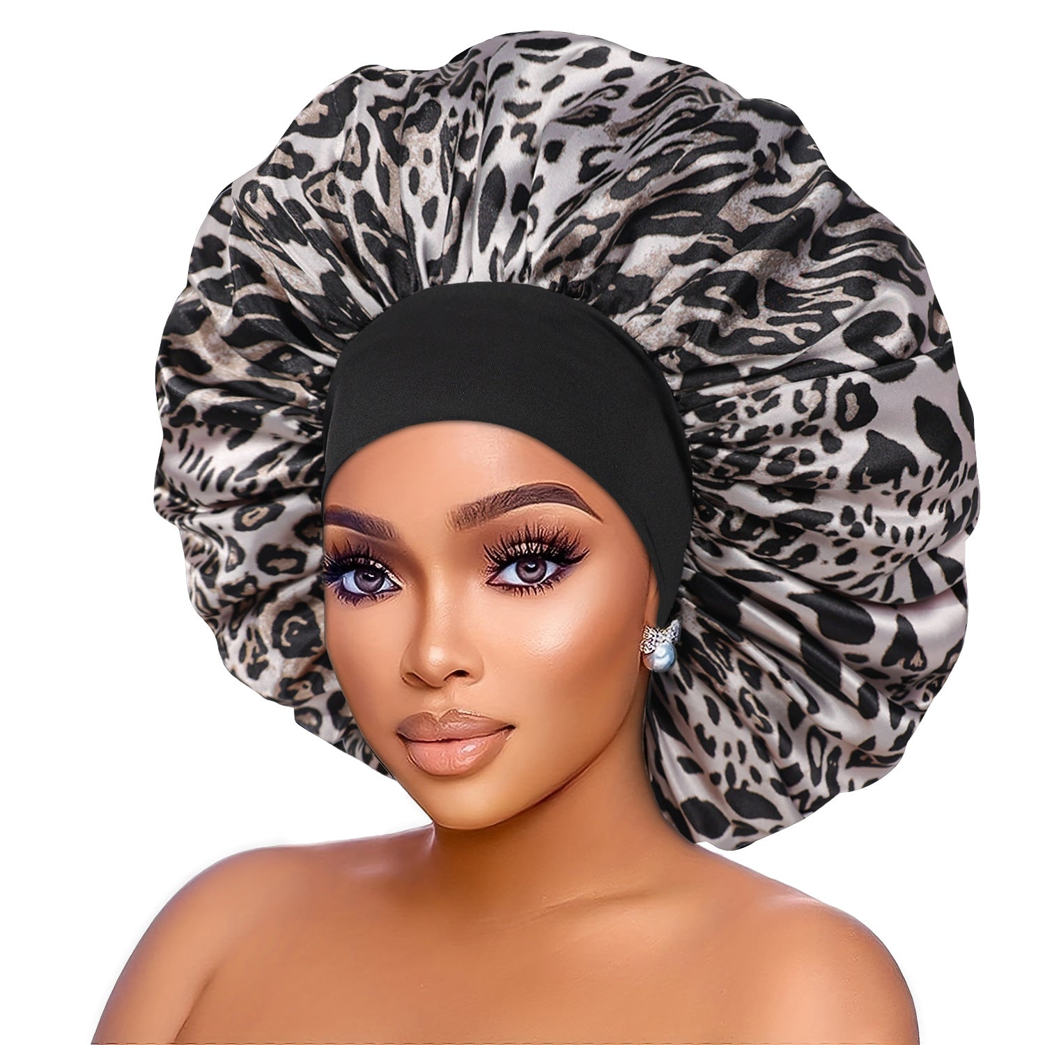 Elastic Wide Brim Printed Sleep Cap