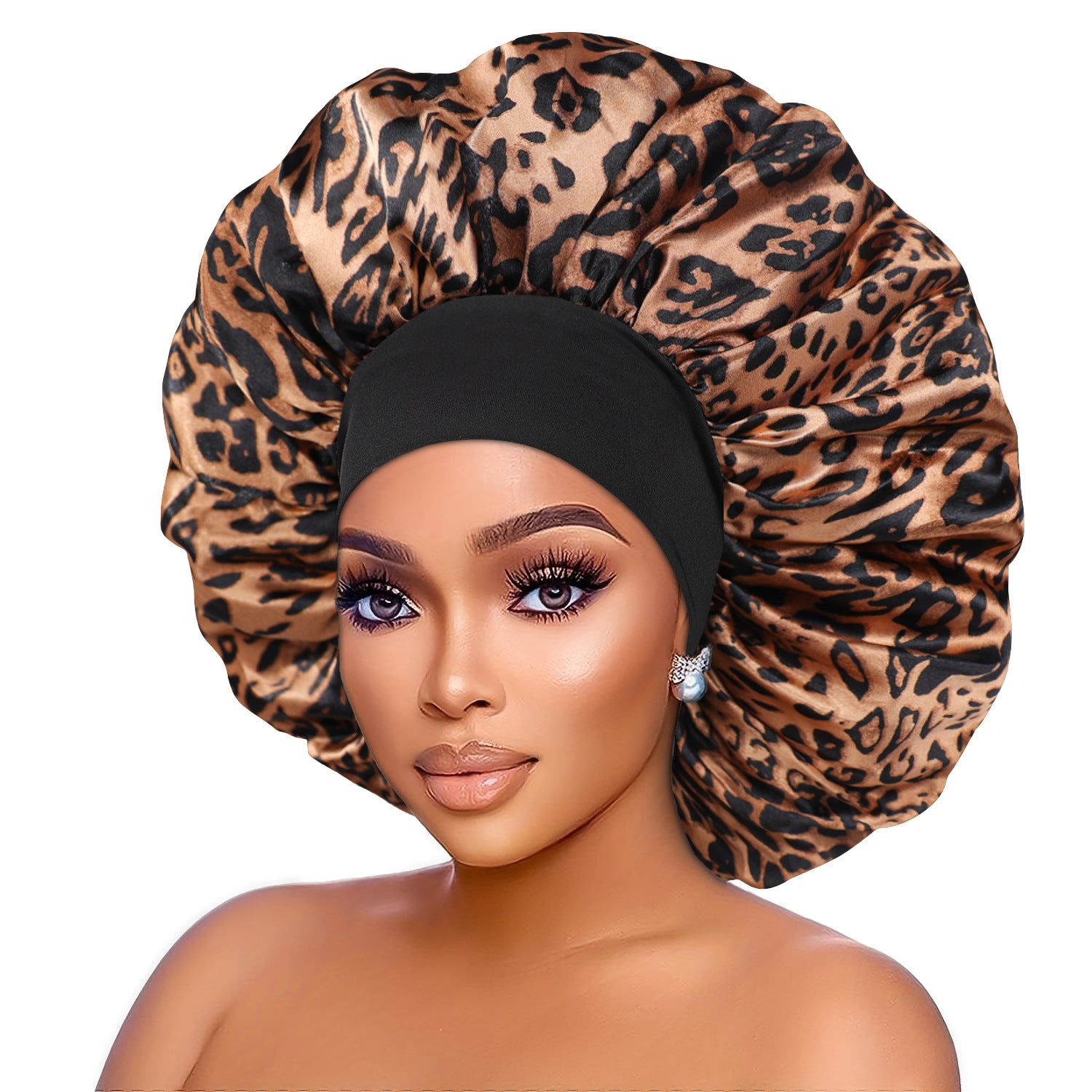 Elastic Wide Brim Printed Sleep Cap