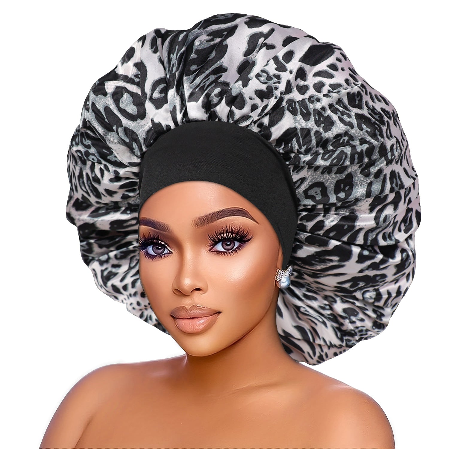 Elastic Wide Brim Printed Sleep Cap