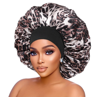 Elastic Wide Brim Printed Sleep Cap