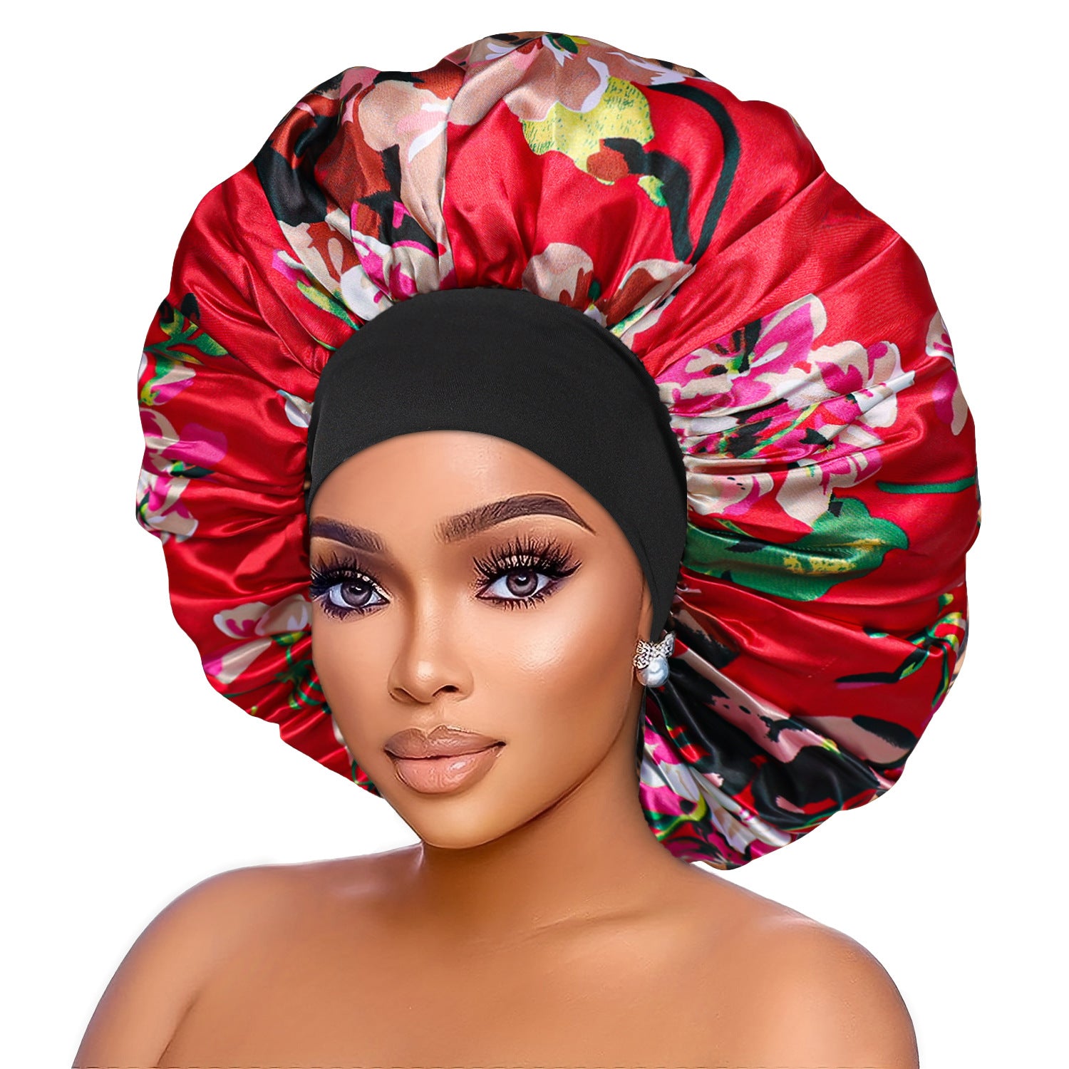 Elastic Wide Brim Printed Sleep Cap
