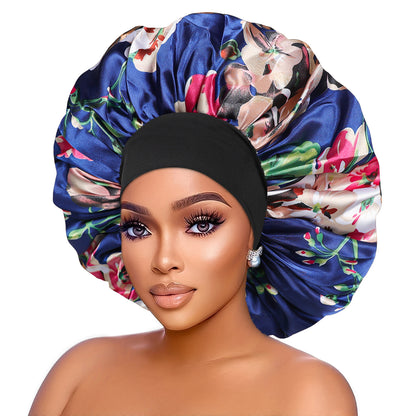 Elastic Wide Brim Printed Sleep Cap