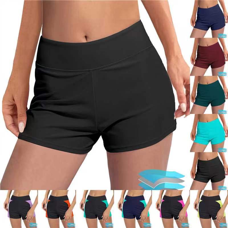 Elastic Yoga Fitness Swim Pants with Built-In Briefs