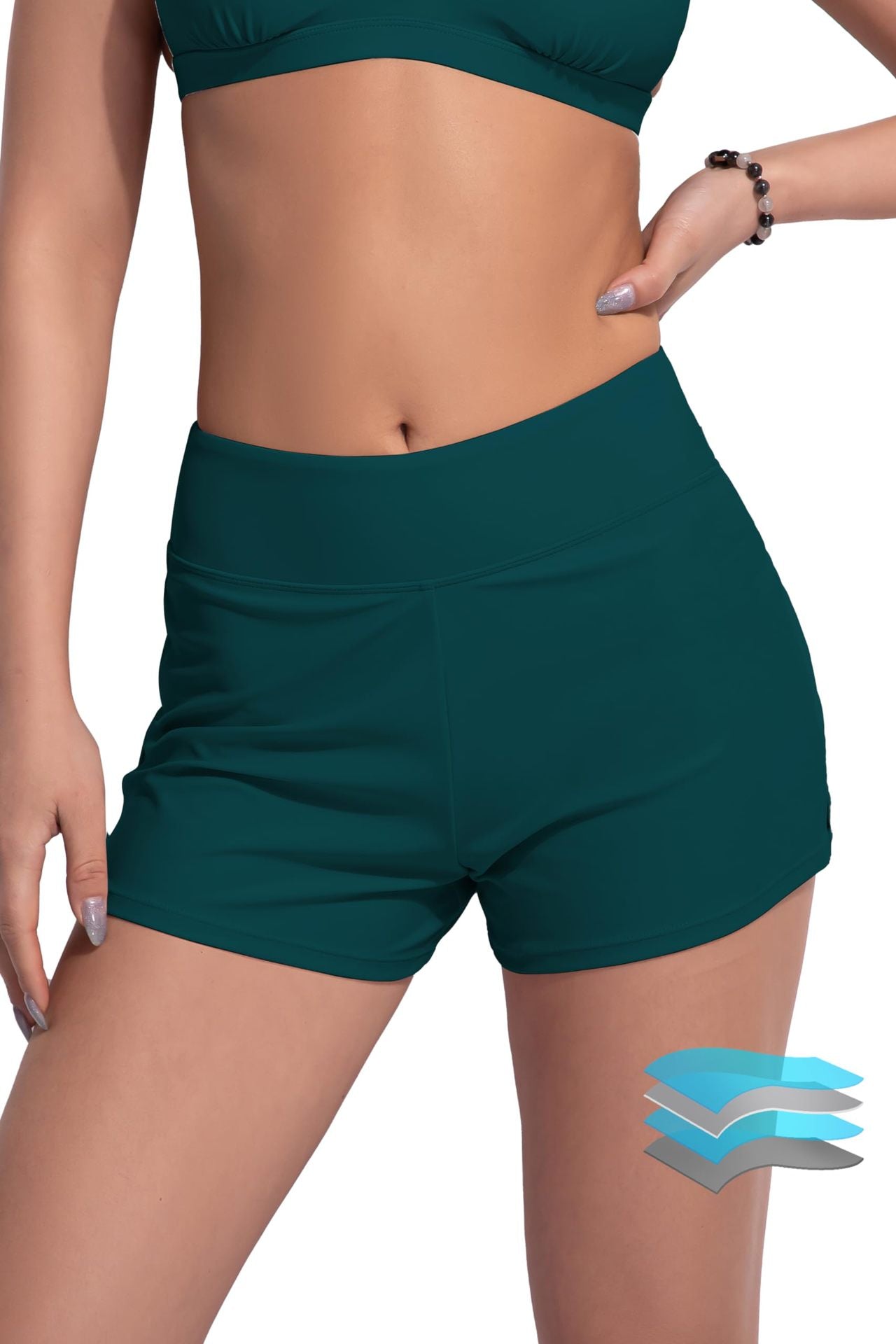 Elastic Yoga Fitness Swim Pants with Built-In Briefs