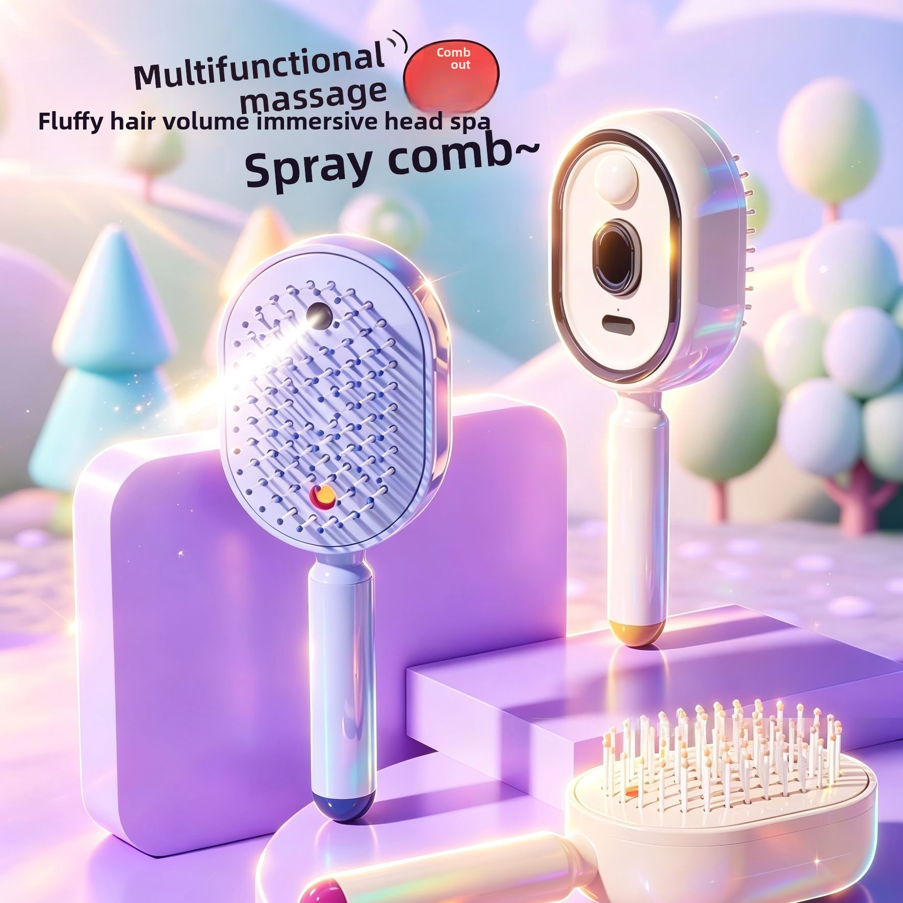 Electric Air Cushion Massage Hair Comb with Oil Mist