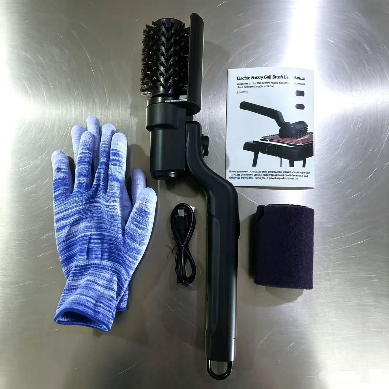 Electric Barbecue Grill Cleaning Brush with Wireless Charging