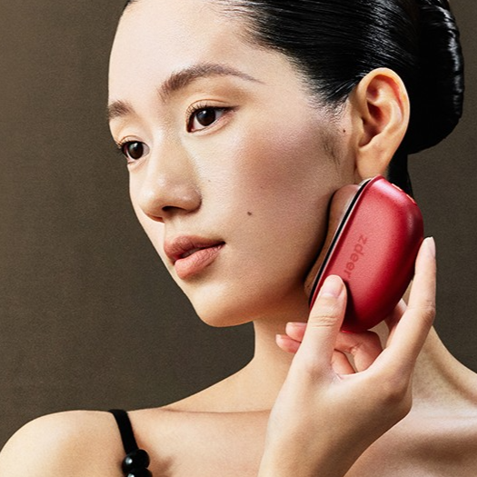 Electric Bian Stone Facial Massager with Red Light and Heat