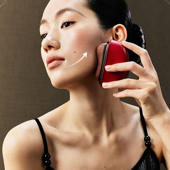 Electric Bian Stone Facial Massager with Red Light and Heat