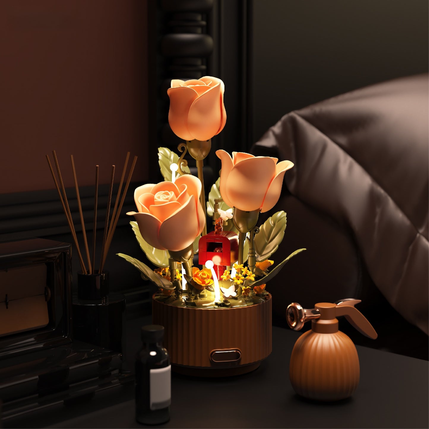 Electric Blooming Rose Building Blocks with Lights