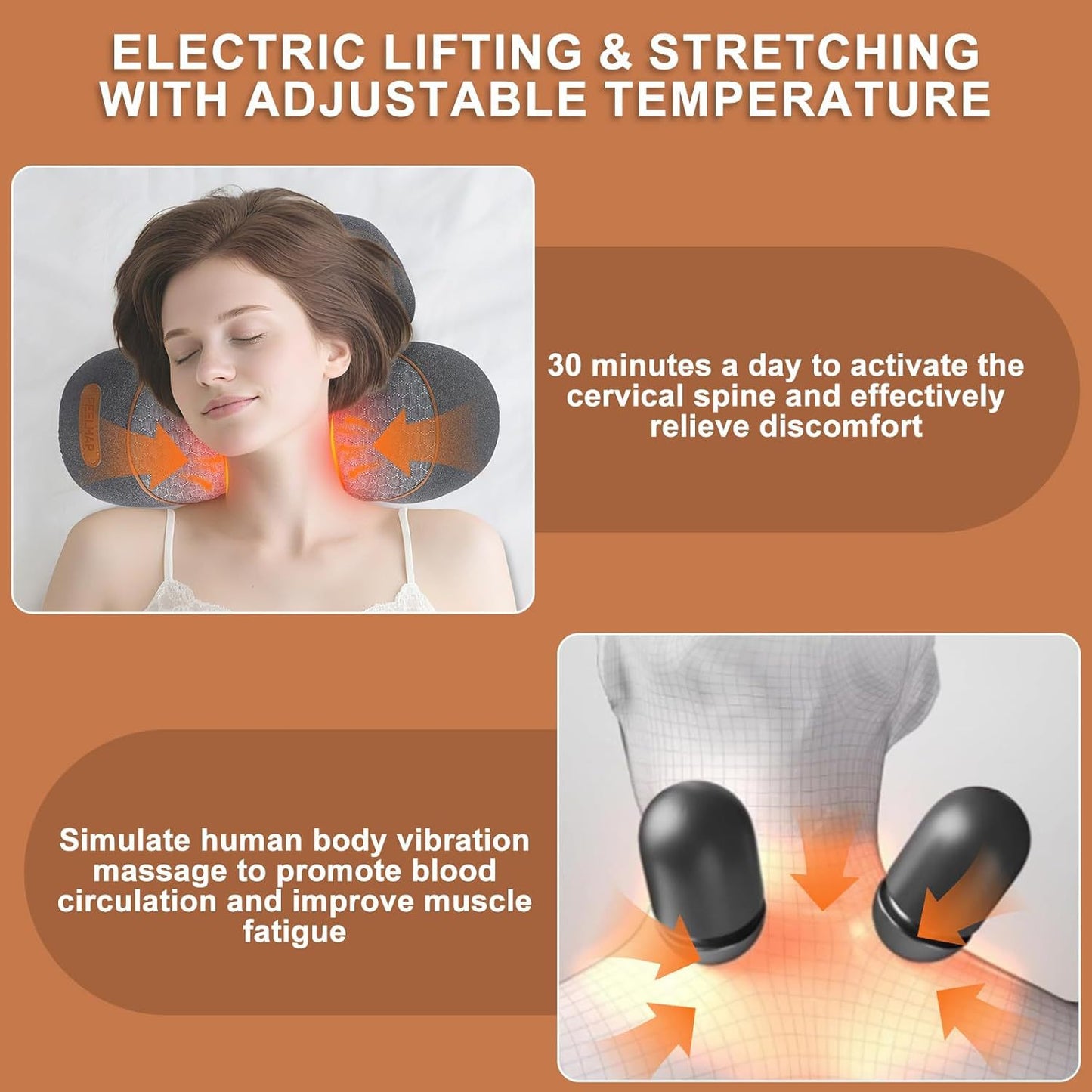 Electric Cervical Massage Pillow with Heating and Vibration