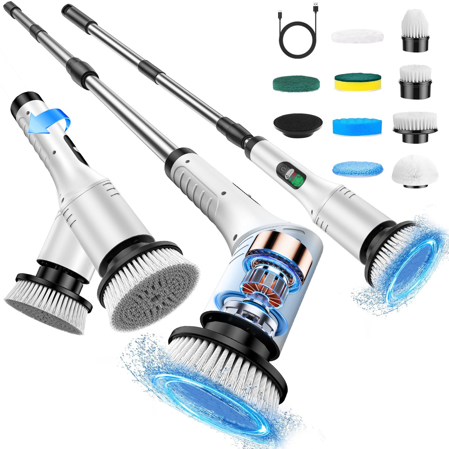 Electric Digital Display Multi-Functional Cleaning Brush
