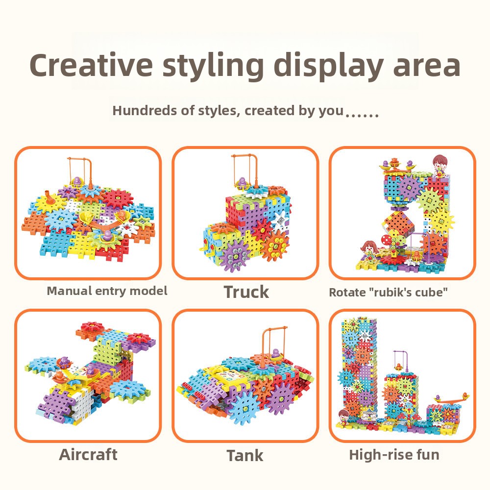Electric DIY Gear Building Blocks STEM Educational Toy for Kids