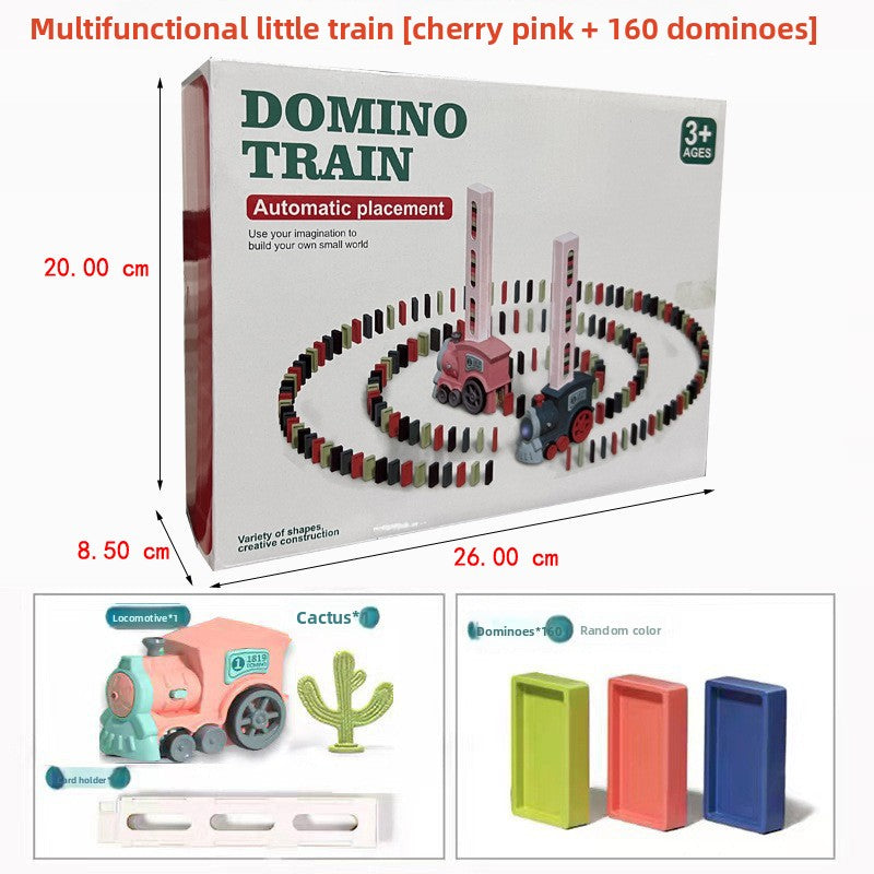 Electric Domino Train Toy with Automatic Card Placer