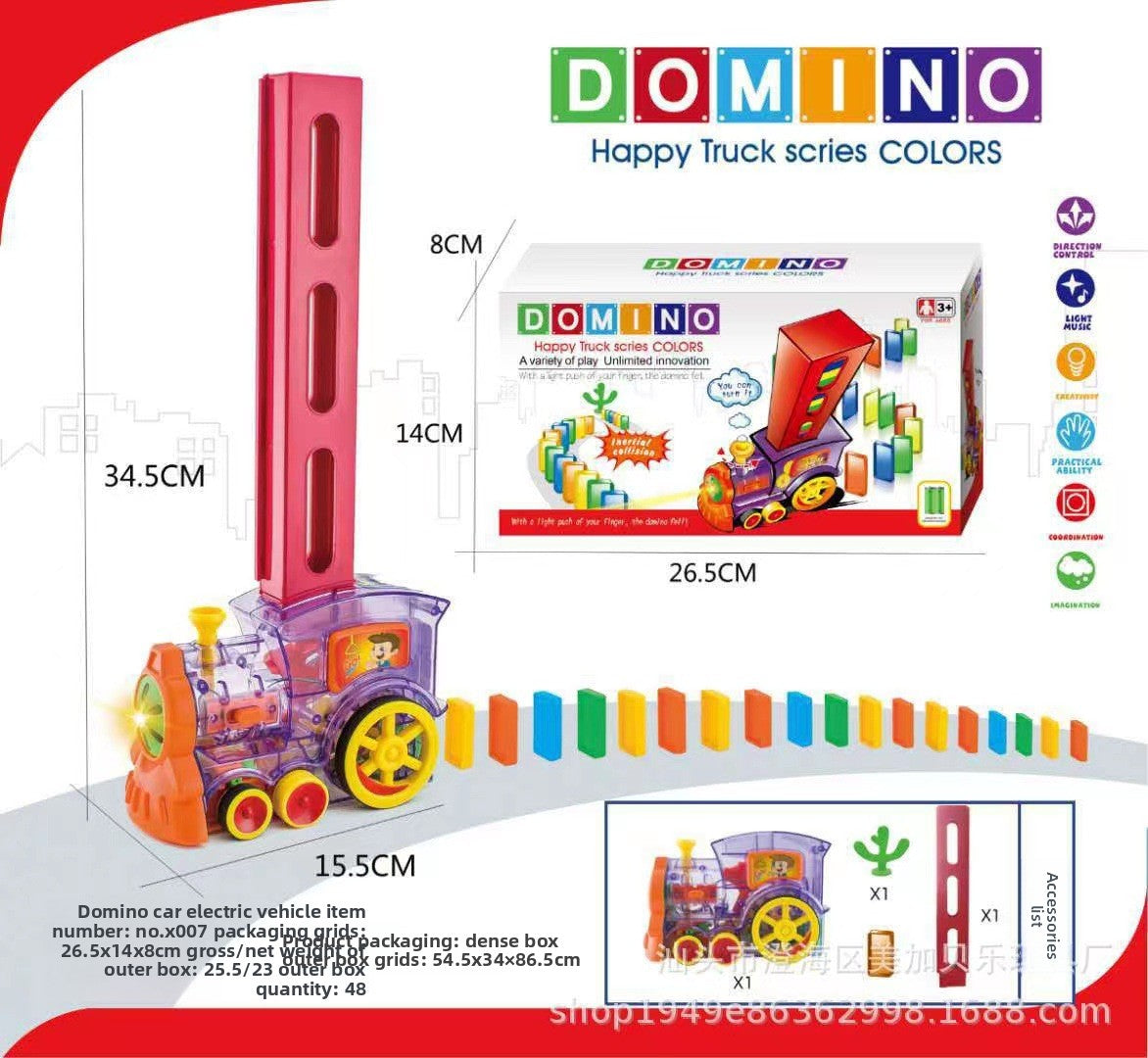 Electric Domino Train Toy with Automatic Card Placer