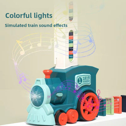 Electric Domino Train Toy with Automatic Card Placer