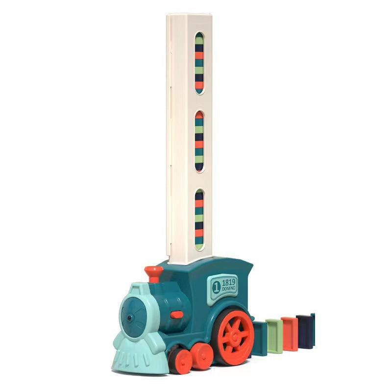 Electric Domino Train Toy with Automatic Card Placer