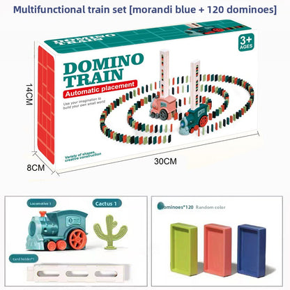 Electric Domino Train Toy with Automatic Card Placer