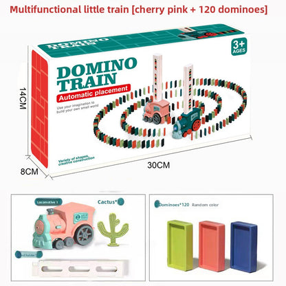 Electric Domino Train Toy with Automatic Card Placer